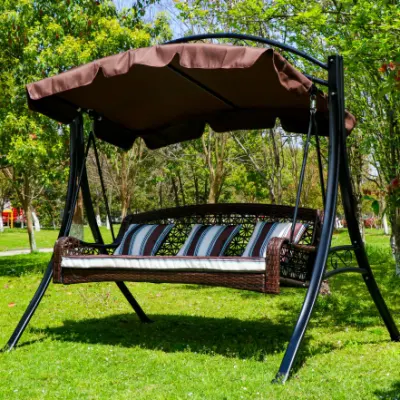  Deluxe 3 Seater Swing Chair with Sun Cover for Outdoor Garden