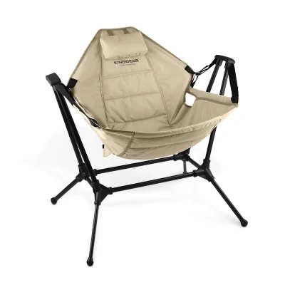  Kinggear New Arriver Outdoor Portable Camping Rock Chair Camping Folding Rocking Chair for Adults
