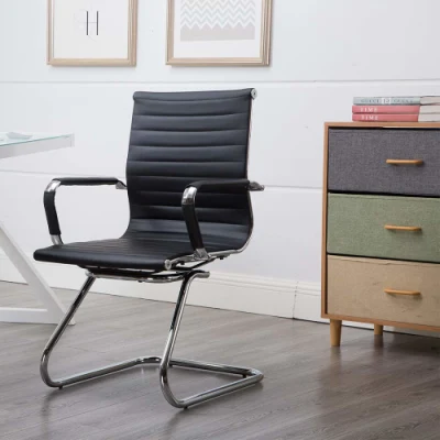  High Grade Visitor Sleek Ribbed Leather Office Armchair