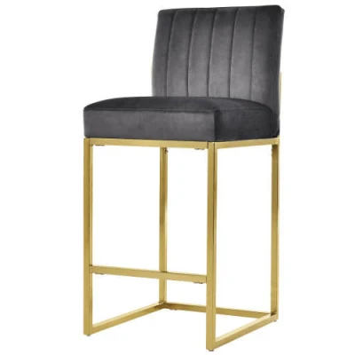 High Quality Luxury Design Backrest Bar Chair Restaurant Bar Counter Velvet High Bar Stools for Kitchen
