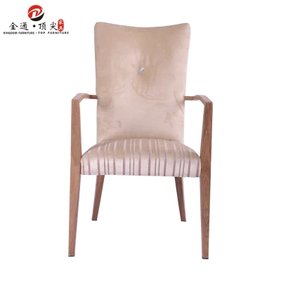 Cheap Chinese Restaurant Furniture Metal Frame Dining Chairs with Arm