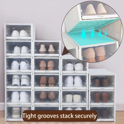 Colorful Large Capacity 12 Pack Plastic Shoe Boxes PP Material Organizer for Shoe Display