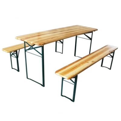 Garden Solid Wooden Banquet Events Beer Dining Table and Bench Set for Restaurant