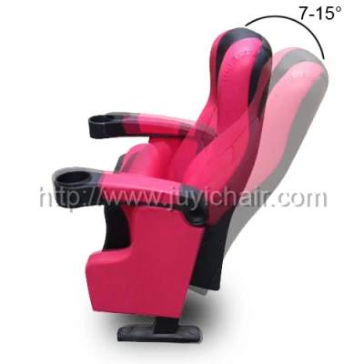  Juyi Company Reasonable Price Leather Cover Commercial Furniture Tip up Plastic Arm Cup Holder Padded Folding Chair