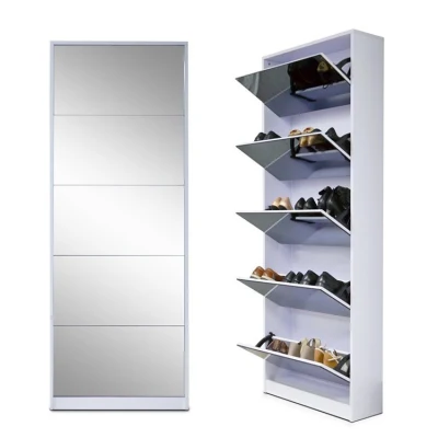 High Large Shoe Cabinet with Mirror