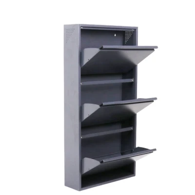 3 Layers Metal Shoe Cabinet Storage Organizer Living Room Shoe Rack Holder