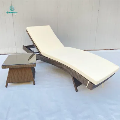  Luxury Outdoor Garden Rattan Furniture Series Rattan Lounge Chair with Coffee Table Set for Hotel and Home