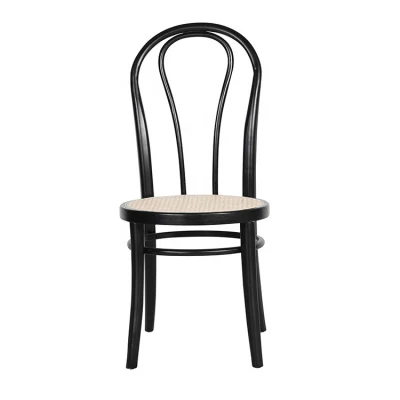 High Back Bentwood Chair Black Solid Wood Rattan Dining Chair