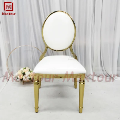  Gold Wedding Furniture Five Star Elegant Stacking Chrome Metal Louis Restaurant Chair