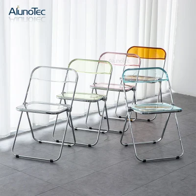 Italian Design Metal Chair Folding in Clear Plastic for Party/Dining/Kitchen/Office