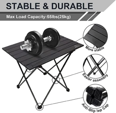  Collapsible Beach Table Folding Side Portable Camping Table with Carry Bag