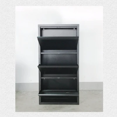 Fas-036A Knock Down Design Modern Metal Shoe Rack Drawer Cabinet 3 Tier Slim Small Shoe Cabinet