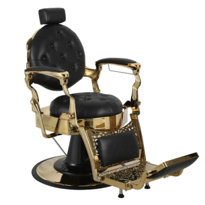 Comfortable Barber Shop Swivel Retro Black Gold Barber Chair