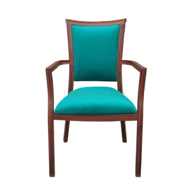 Dark Brown Aluminum Frame Armchair with Fabric Seat for Hotel Restaurant Dining Hall
