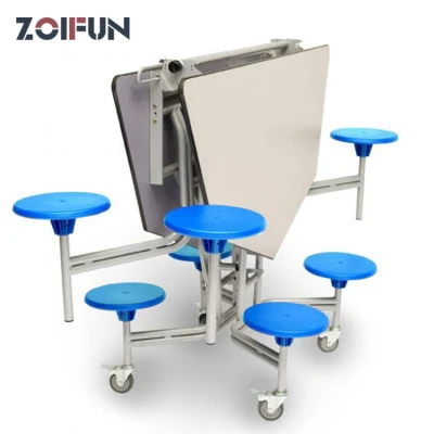 Folded Removable Collapsible Portable School Canteen Dining Room Table and Chair Set Multi-People Octagon