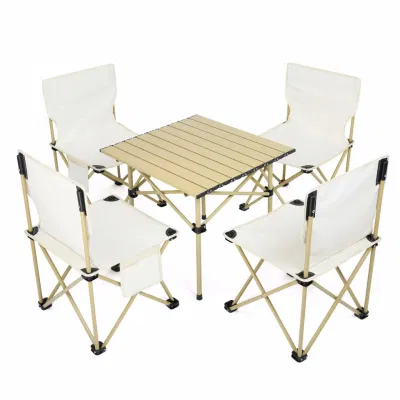  Outdoor Aluminum Portable Garden Dining Tables Foldable Storage Folding Collapsible Camping Camp Picnic Table and Chairs Set