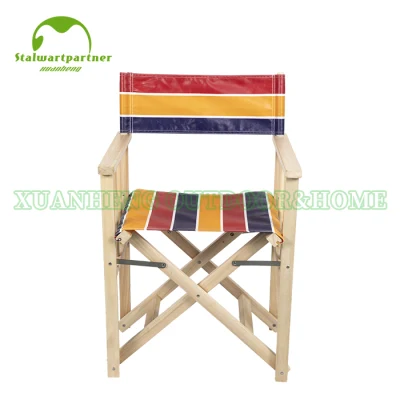 Factory Outlet ODM Custom Patterned Oxford Cloth Portable Folding Canvas Wooden Director Chair Outdoor Camping Lawn Dinner Chair Artist Chair