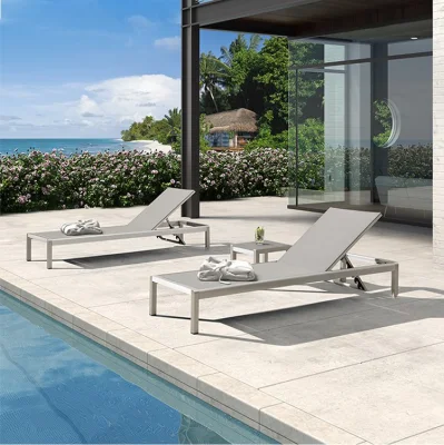  Outdoor Patio Garden Furniture Courtyard Luxury Rattan Furniture Aluminum Chaise Sun Lounger