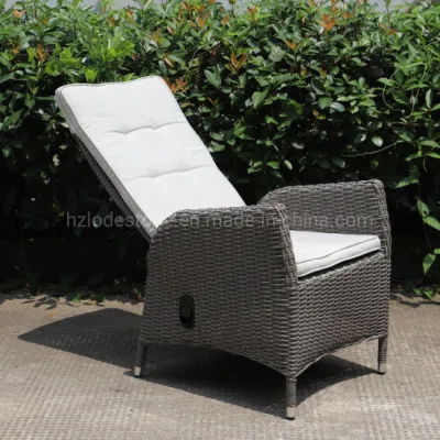  Classic Design Outdoor Chinese Aluminium UV Resistance Garden Recliner Chair PE Rattan Woven Balcony Backrest Adjustable Chair