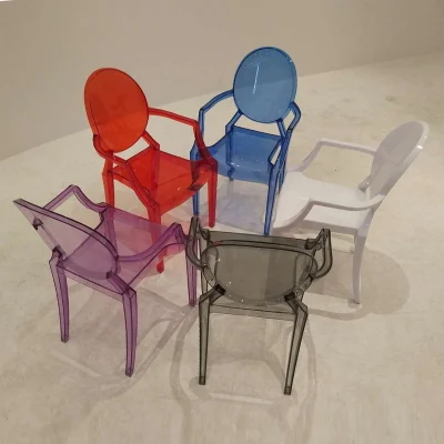 Kindergarten Furniture Children Acrylic Resin Ghost Dining Arm Party Chairs