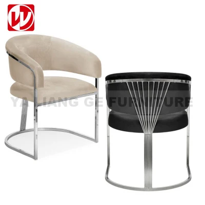 New Design Home Furniture Silver Frame Black Velvet Stainless Steel Chair Dining Chair