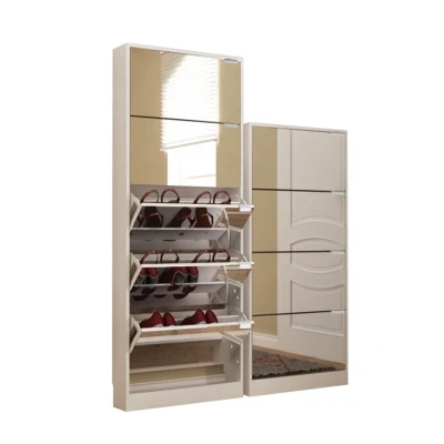 Mirror Doors Home Use Flip-Down High Shoe Cabinet