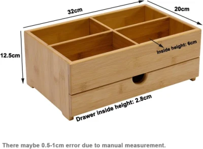 Bamboo Makeup Organiser, Extra Large - Countertop Display Storage Drawers for Makeup Brushes, Cosmetics & Perfume - Easy Assembly - Ideal for Dresser, Bedroom &