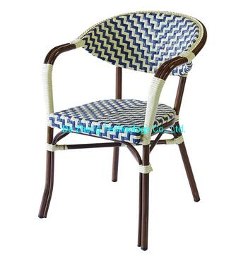  Hot Sell All Weather Cheap Bistro Cafe Wicker Chair Outdoor Chair Rattan Garden Arm Chair