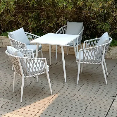  High Quality Garden Wicker Stackable Rope Chairs Outdoor Patio Furniture Woven Outdoor Rope Leisure Chair