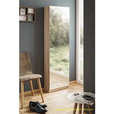 Tall Slim Shoe Storage Cabinet with Full-Length Mirror Door (HF-EY0825)