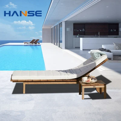 Plastic Rattan Furniture Chaise Lounge Indoor Outdoor Sun Beds Beach Lounger with Cushion