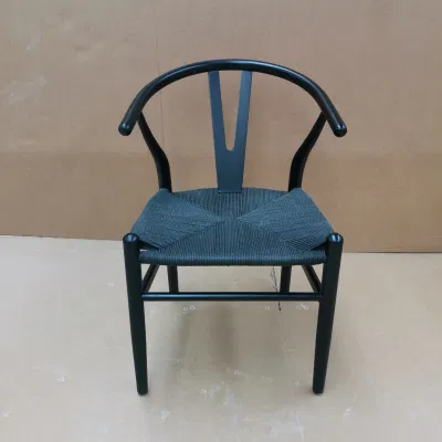  Restaurant Furniture Black Wishbone Y Chair with Black Paper Rope