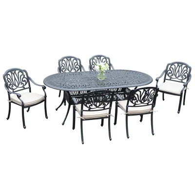  Cast Aluminum Patio Furniture Outdoor Garden Furniture Elizabeth 6 Seater Dining Set