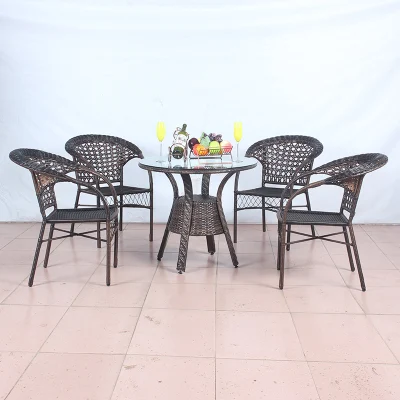 Popular Outdoor European Style Patio Furniture and Leisure Rattan Bistro Table and Chair Set