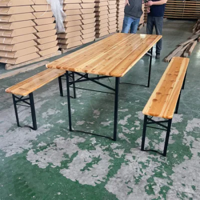 200 Cm Outdoor Dining Picnic Folding Wooden Beer Table and Bench Set