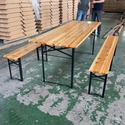  200 Cm Outdoor Dining Picnic Folding Wooden Beer Table and Bench Set