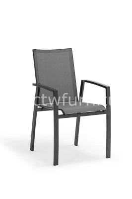  Garden Patio Textilener Chair Outdoor Furniture Stackable Aluminum Dining Mesh Fabric Chair