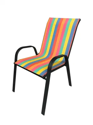 Outdoor Garden Patio Steel Frame Grey Textilene Dining Chair Sling Chair