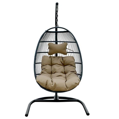 Fast Shipment Outdoor Indoor Folding Rattan Basket Hammock Hanging Chair