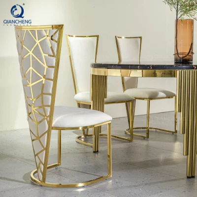  Luxury Interior House OEM Ss Steel Chrome Mirror Furniture Restaurant Dining Chair