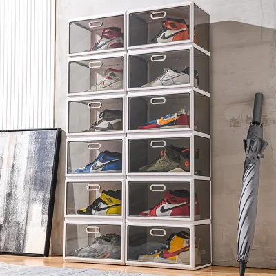 Lvcat Integrated High Magnet Folding Plastic Side-Opening Transparent Sneaker Shoes Cabinet