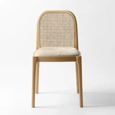 Kvj-1103 High Quality Nordic Arm Chair Rattan Cane Back Dining Room Chair