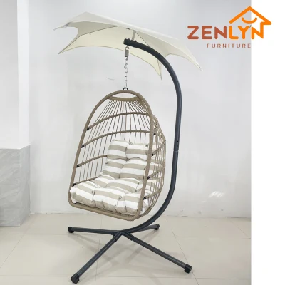 Hot Sell Cheap Price Kd Design Outdoor Rattan Wicker Egg Shape Carton Mail Package Handmade Leisure Patio Foldable Hanging Egg Garden Swing Chair