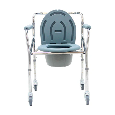 Mn-Dby001 Comfortable Fold Mobile Steel Commode Potty Chair Commode Chair with Bedpan for Elderly/Disabled People