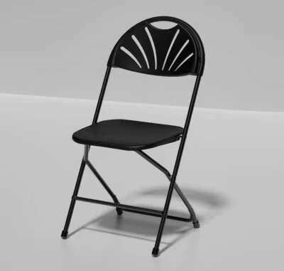 Black Plastic Folding Chair Fan Back Portable Chairs