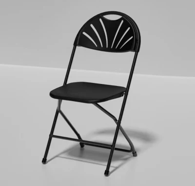  Black Plastic Folding Chair Fan Back Portable Chairs