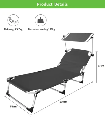 Beach Outdoor Lounge Chair with Canopy Leisure Cheap Beach Fold Bed