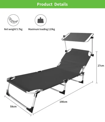  Beach Outdoor Lounge Chair with Canopy Leisure Cheap Beach Fold Bed