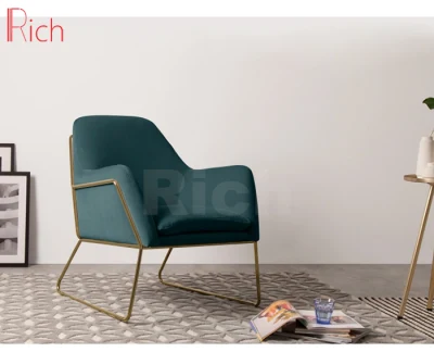 Contemporary Furniture Cotton Velvet Metal Frame Armchair