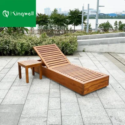 Hot Selling Outdoor Furniture Waterproof Teak Wood Sun Lounger